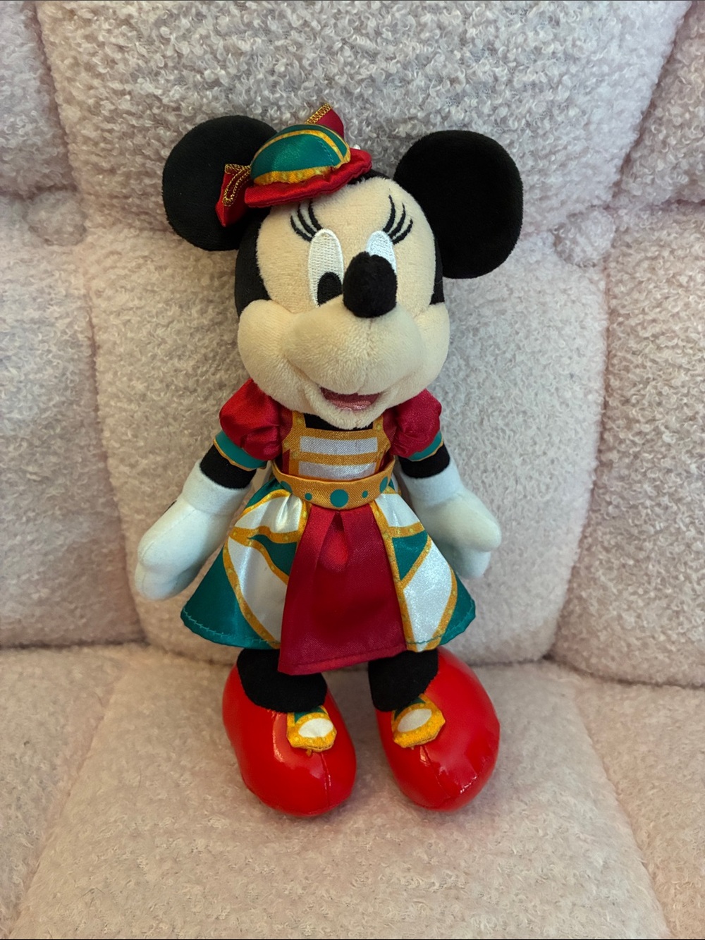 Tokyo Disney Minnie Mouse Plush in Red, Green & Gold